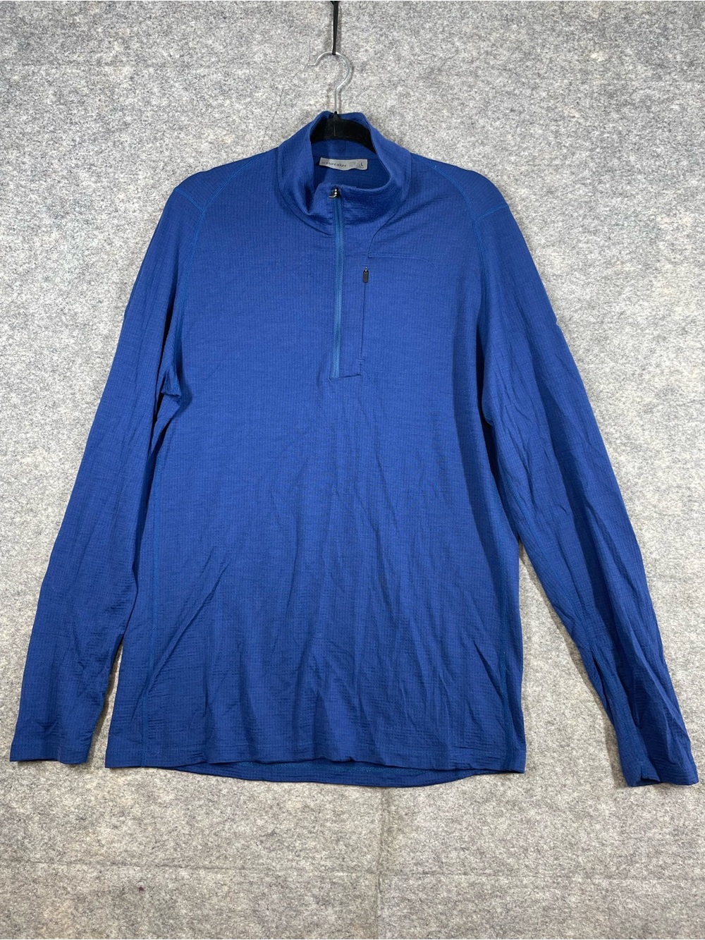 Icebreaker 100% Wool 1/2 Zip Base Layer Blue Large Outdoor Hiking Gorpcore  Fall